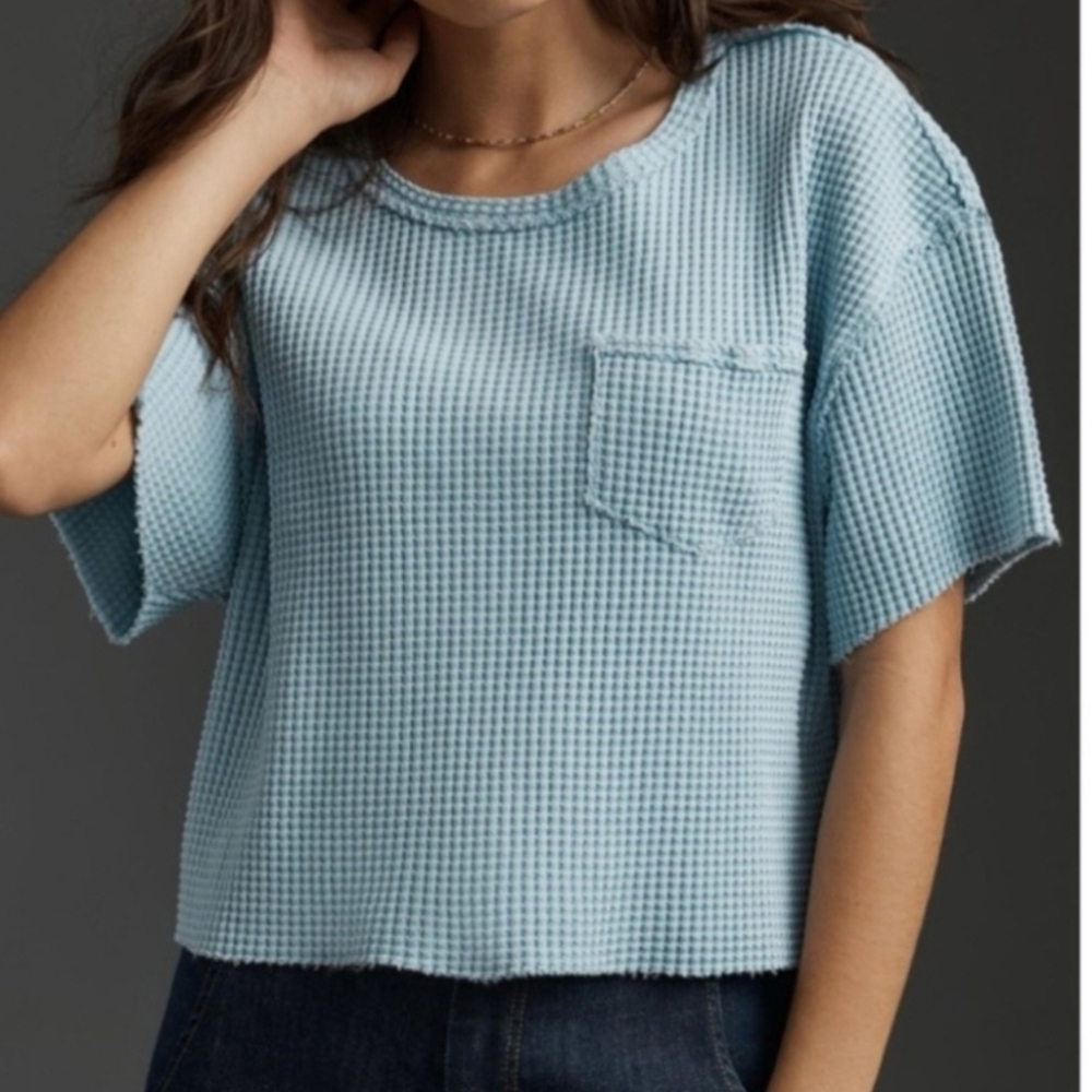 Pilcro Sky Blue Waffle Knit Tee
